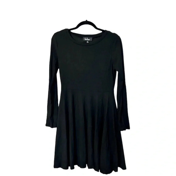 NWT Lulus Fit and Fair Black Ribbed Knit Long Sleeve Skater Dress Sz Large - Picture 3 of 14